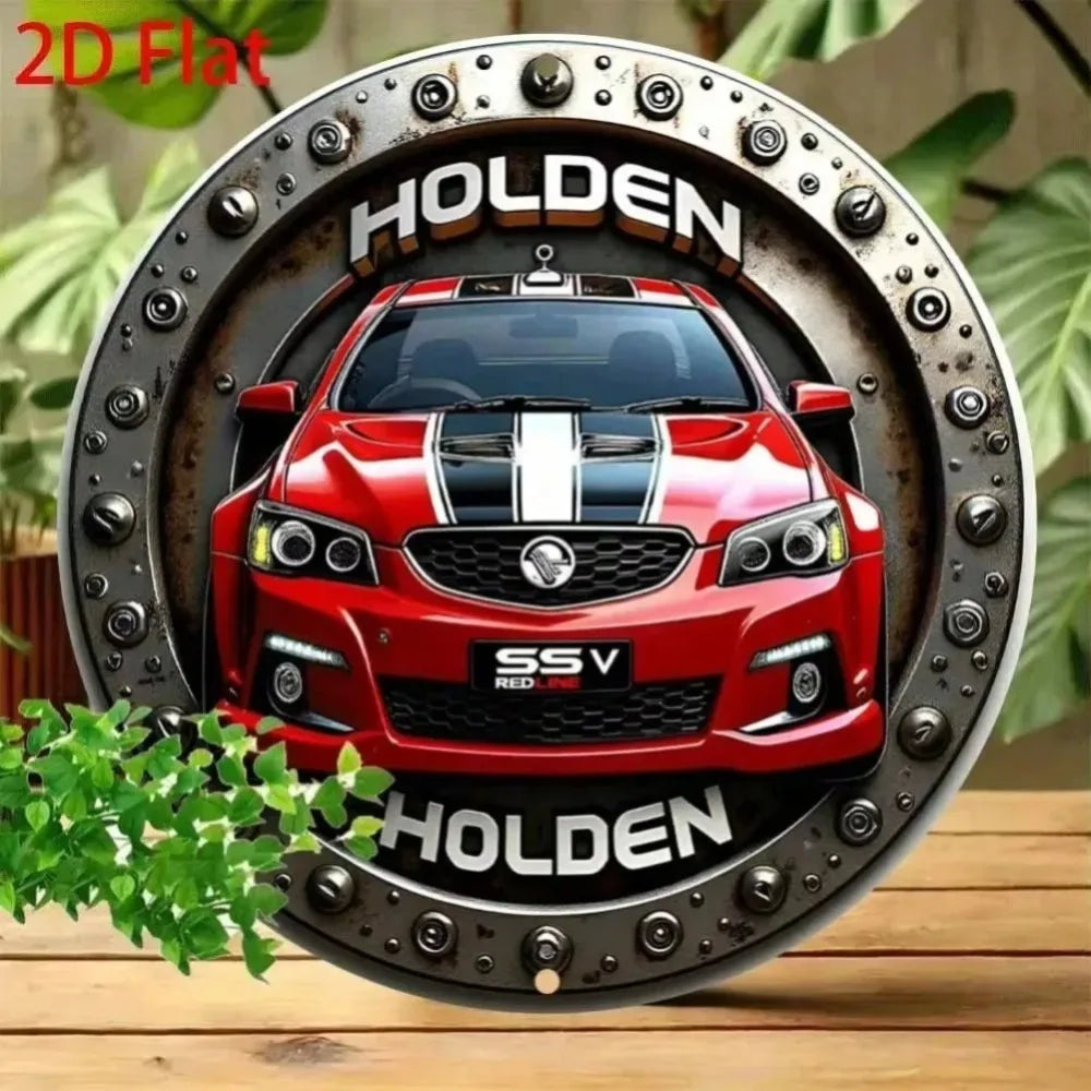 Round Vintage Holden Aluminum Wall Art