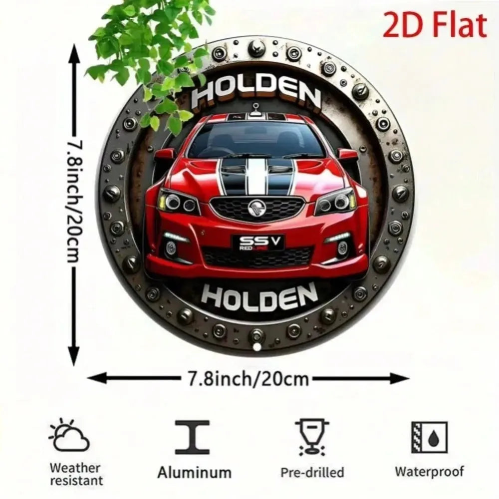 Round Vintage Holden Aluminum Wall Art