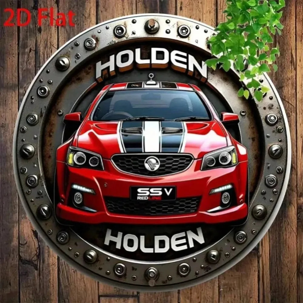 Round Vintage Holden Aluminum Wall Art